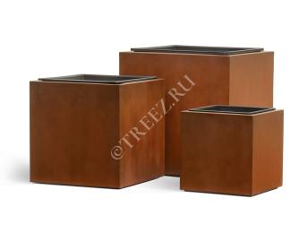 Кашпо TREEZ Effectory Corten Steel Куб Бархатистая окись 40х40х40 см 41.33-10-21-061-CS-40