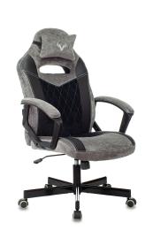 Кресло игровое Zombie VIKING 6 KNIGHT Fabric серый/черный с подголов. крестов. металл