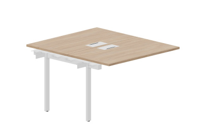 Составной стол на 2 рабочих места 138х136,6х75см (2 металлических аутлета) - приставной элемент