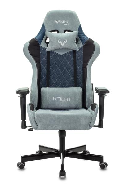 Кресло игровое Zombie VIKING 7 KNIGHT Fabric голубой текстиль/экокожа с подголов. крестов. металл
