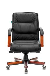Кресло руководителя Бюрократ T-9927WALNUT-LOW черный кожа низк.спин. крестов. металл/дерево