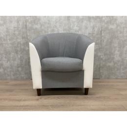 Кресло GRUPPO 396 МОНТИ размер: 68 х 68 см, наружная часть экокожа цвет кремовый, внутренняя часть текстиль цвет серый