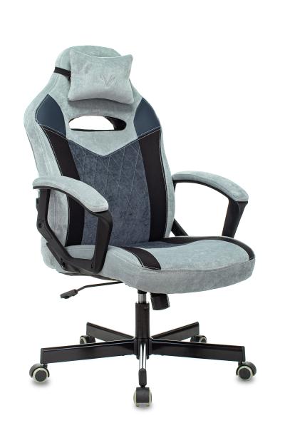 Кресло игровое Zombie VIKING 6 KNIGHT Fabric голубой с подголов. крестов. металл