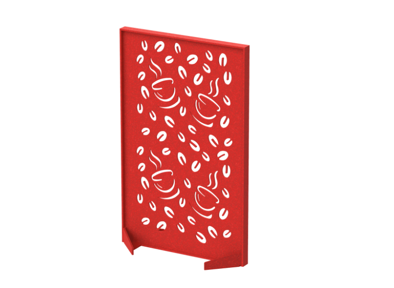 Перегородка с декором  "Кофе" 80х40х160 (33 Алый коралл)